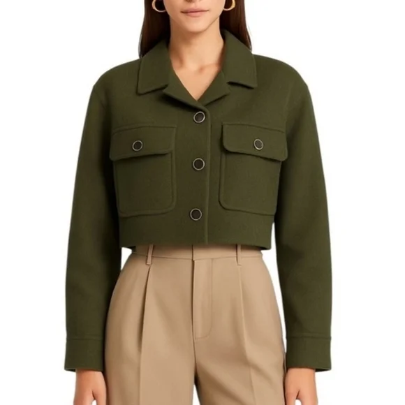 House Of Harlow Cropped Wool Blend Jacket Coat - Size Small - Picture 1 of 8